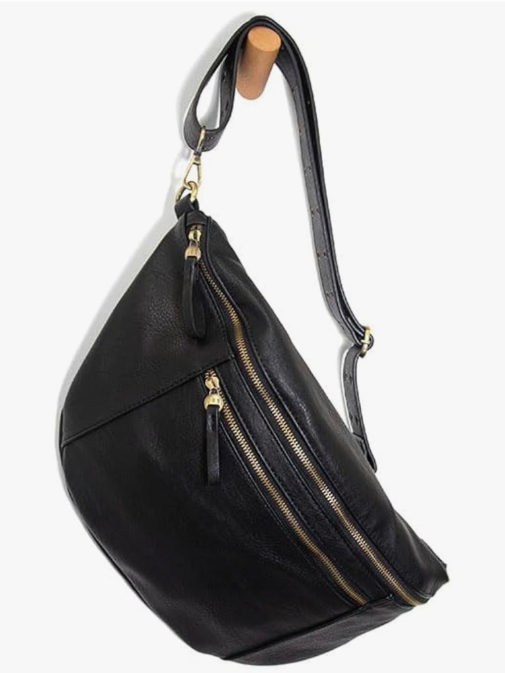 Joy Susan Mel Large Sling Crossbody Bag Black Adjustable Strap Vegan Leather